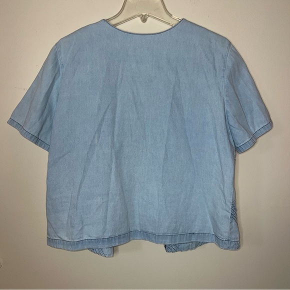 Vintage Two Twenty Cotton Denim Embroidered Open Front Top Size Large - Picture 6 of 16
